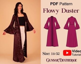 Light-Weight Maxi Robe  | INSTANT DOWNLOAD | Duster Kimono | PDF Sewing Pattern | Beginner Pattern | Beach Cover Up | Long Bridal Robe| Boho