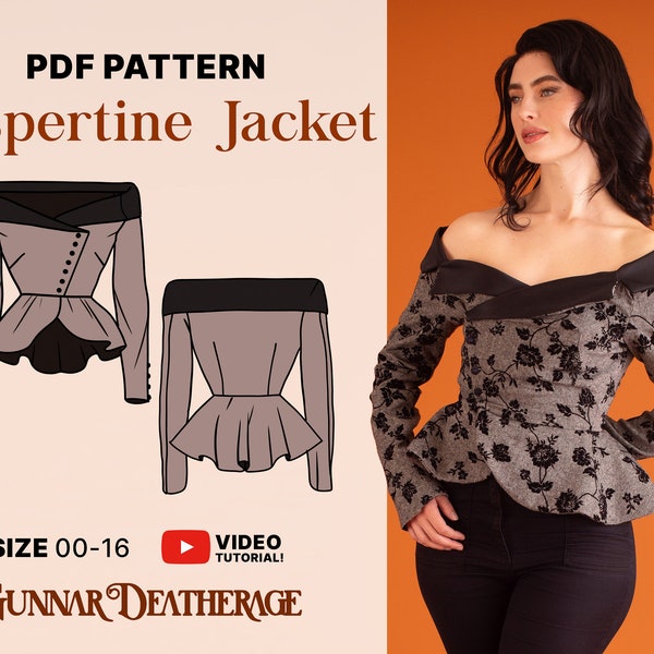 Off Shoulder Blazer Pattern | INSTANT DOWNLOAD | PDF Sewing Pattern | Elegant Cocktail Blazer | Menswear for Women | Intermediate Pattern