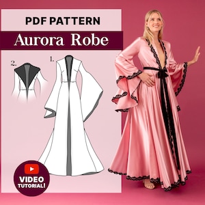 Silky Glam Robe Pattern | US Sizes 00-16| PDF Sewing Pattern | Instant Download| US Letter A4 and A0 included | Dressing Gown | Floor Length