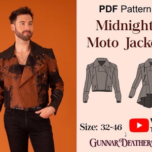 Mens Unisex Fashion Moto Jacket Sewing Pattern | INSTANT DOWNLOAD| PDF Pattern  | Motorcycle Jacket Pattern | Beginner Sewing Pattern | Easy