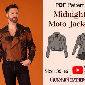 Patron de couture de veste de moto unisexe pour homme | TÉLÉCHARGEMENT INSTANTANÉ| Patron PDF | Patron de veste de moto | Patron de couture pour débutants | Facile