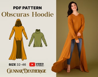 Long Hoodie Sewing Pattern | Large Hood | INSTANT DOWNLOAD | PDF Sewing Pattern | Unisex | Cowl Neck | Beginner Sewing Pattern | Easy