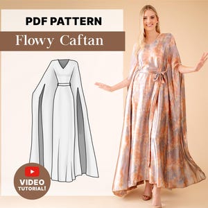 Flowy Summer Caftan Dress Pattern| INSTANT DOWNLOAD | PDF Sewing Pattern| Lounge Dress | Beach Cover Up | Formal Gown| Easy Beginner Pattern