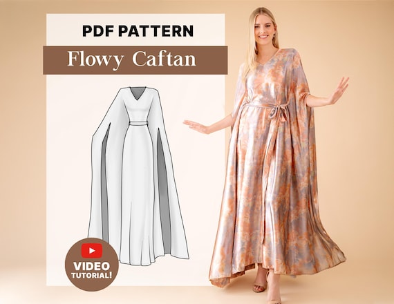 knee length dresses for ladies Women Orange Floral Pattern Long Kaftan main image 1