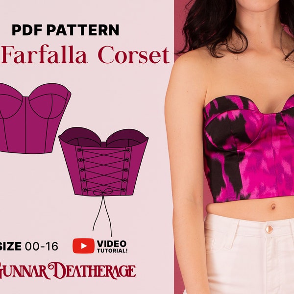 Patrón de costura de corsé bustier / DESCARGA INSTANTE / Patrón PDF / Patrón de costura para principiantes / Corsé de inspiración vintage / Bustier de moda /