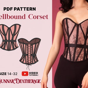 Lingerie Style Corset Sewing Pattern | INSTANT DOWNLOAD| Bustier Top | PDF Sewing Pattern| Lace up Corset | Easy Printable Sewing Pattern