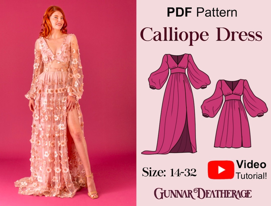 Boho Gown Sewing Pattern INSTANT DOWNLOAD Easy Sewing Pattern Wedding