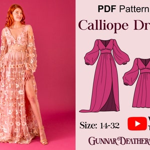 Patron de couture de robe bohème | TÉLÉCHARGEMENT INSTANTANÉ| Patron de couture facile | Patron de couture pour robe de mariée | Robe de bal | Patron de couture imprimable|