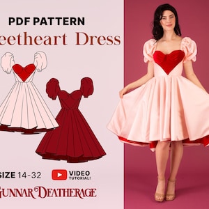 Midi Vintage Inspired Dress | INSTANT DOWNLOAD | Sweet Heart Dress | PDF Sewing Pattern | Puff Sleeve | Beginner Sewing Pattern | High Low