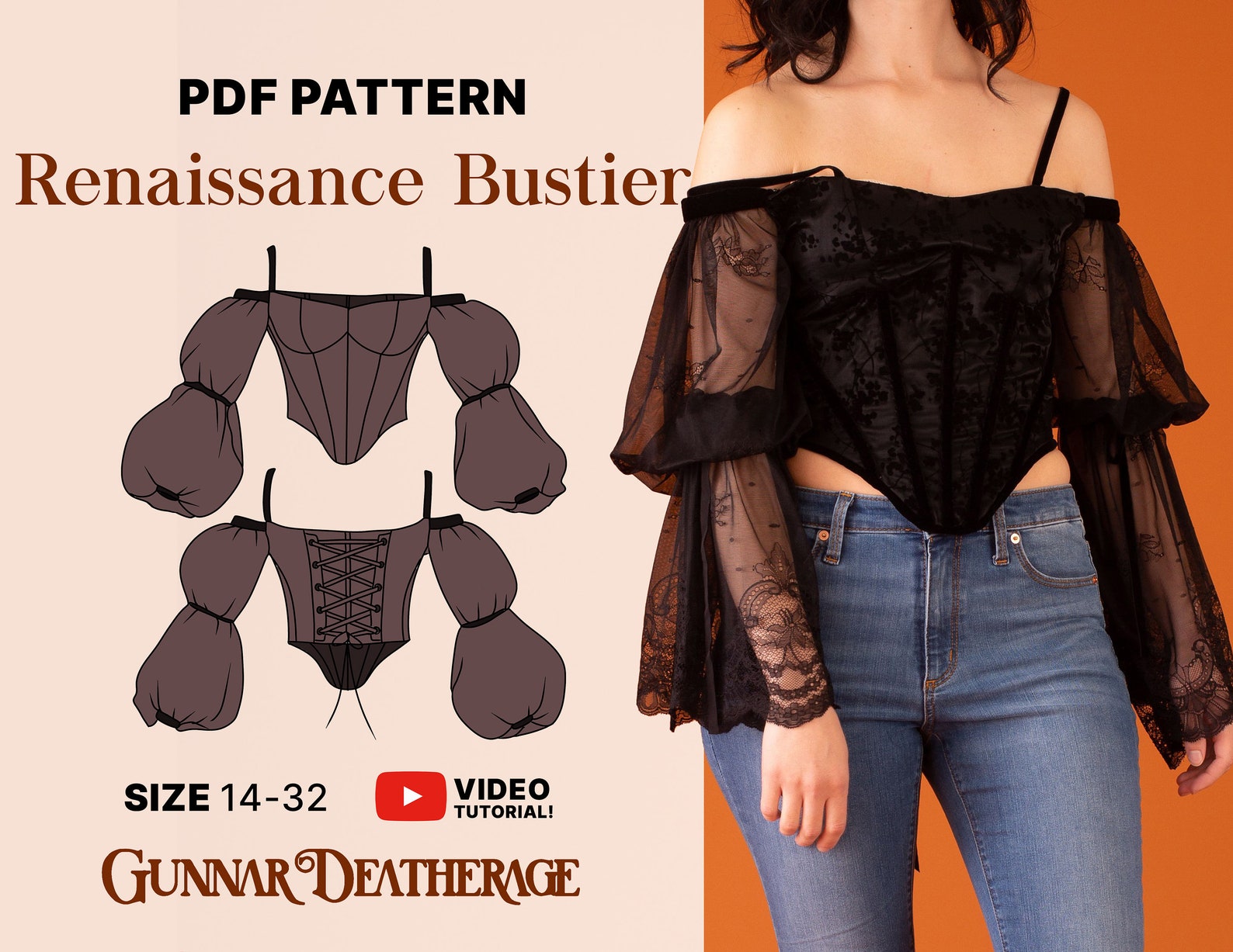 Off Shoulder Bustier Top Sewing Pattern | INSTANT DOWNLOAD| Corset ...