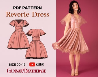 Vintage Inspired Party Dress Sewing Pattern | INSTANT DOWNLOAD | PDF Pattern | Beginner Sewing Pattern| Size Inclusive | Easy | Circle Skirt