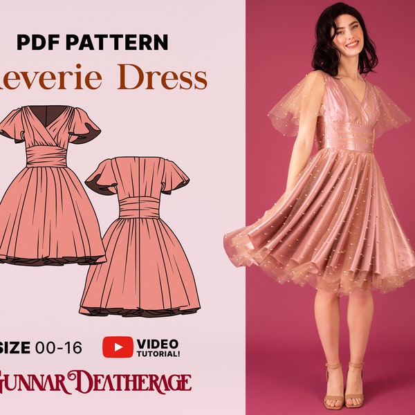 Vintage Inspired Party Dress Sewing Pattern | INSTANT DOWNLOAD | PDF Pattern | Beginner Sewing Pattern| Size Inclusive | Easy | Circle Skirt