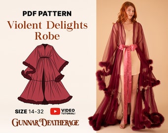 Hollywood Glam Robe Pattern | INSTANT DOWNLOAD | Printable Sewing Pattern | Dressing Robe | Easy Sewing Pattern | Kimono Robe- Sizes 14-32