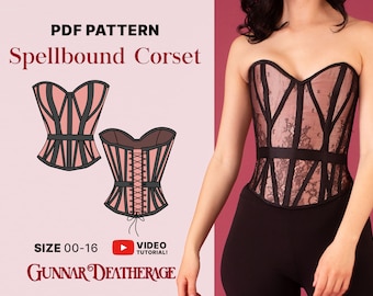 Patron de couture corset style lingerie | TÉLÉCHARGEMENT INSTANTANÉ| Haut bustier | Patron de couture PDF| Corset à lacets | Patron de couture imprimable facile