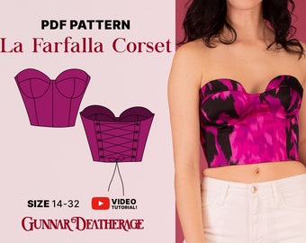 Wzorzec do szycia gorsetu typu bustier | NATYCHMIASTOWE POBIERANIE | Wzór w formacie PDF | Wzór do szycia dla początkujących | Gorset inspirowany stylem vintage | Modny gorset |