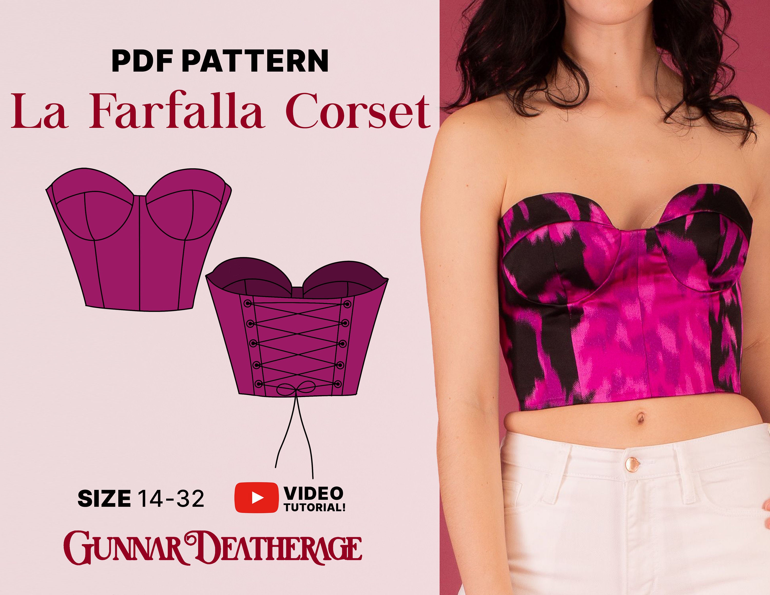 Corset Top Pattern Vanessa, Corset Pattern PDF, Crop Top Bustier Sewing  Pattern Instant Download, Sizes XS 8XL english, Français -  Canada