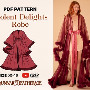 Hollywood Glam Robe Pattern | INSTANT DOWNLOAD | Printable Sewing Pattern | Dressing Robe | Easy Sewing Pattern | Kimono Robe- Sizes 00-16
