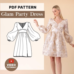 Mini Boho Dress Sewing Pattern| INSTANT DOWNLOAD| Easy Sewing Pattern | Wedding Dress Sewing Pattern | Prom Dress | Printable Sewing Pattern