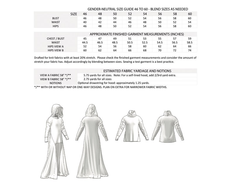 Naaipatroon lange hoodie | Grote capuchon | DIRECT DOWNLOADEN | PDF-naaipatroon | Uniseks | Coltrui | Naaipatroon voor beginners | Makkelijk afbeelding 7
