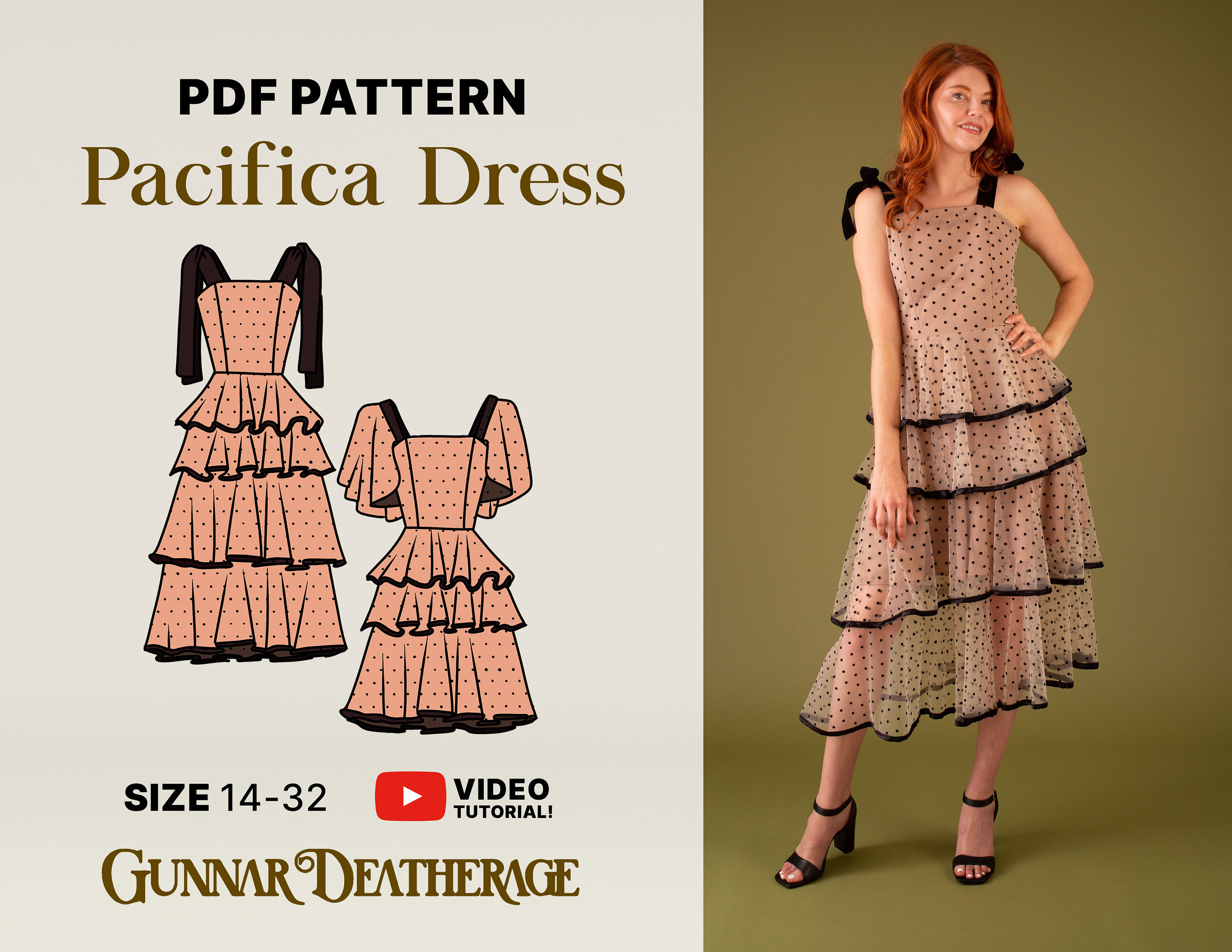 Vintage Inspired Flounce Tiered Dress | INSTANT DOWNLOAD