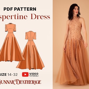 Robe longue tendance formelle | TÉLÉCHARGEMENT IMMÉDIAT | Patron de couture PDF | Couture pour débutants | Robe de bal | Robe de mariée | Robe mère de la mariée