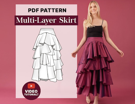 Multi Layer Maxi Skirt Formal Party Skirt PDF Pattern Sizes