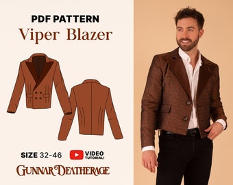 Fashion Crop Blazer Schnittmuster | Bolero Anzug Jacke | Unisex| SOFORTIGER DOWNLOAD | Anfänger| PDF Schnittmuster| Damen und Herren Blazer