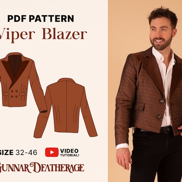 Fashion Crop Blazer Sewing Pattern| Bolero Suit Jacket | Unisex| INSTANT DOWNLOAD | Beginner| PDF Sewing Pattern| Womens and Mens Blazer