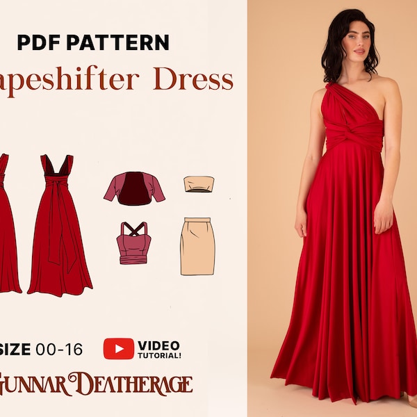 Patrón de costura para vestido de dama de honor Infinity / Vestido largo cruzado, convertible (patrón en PDF)