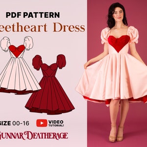 Midi Vintage Inspired Dress | INSTANT DOWNLOAD | Sweet Heart Dress | PDF Sewing Pattern | Puff Sleeve | Beginner Sewing Pattern | High Low