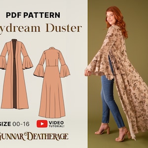 Maxi Duster Wrap Pattern | INSTANT DOWNLOAD |  Kimono | PDF Sewing Pattern | Beginner Pattern | Beach Cover Up | Long Bridal Robe| Easy Sew