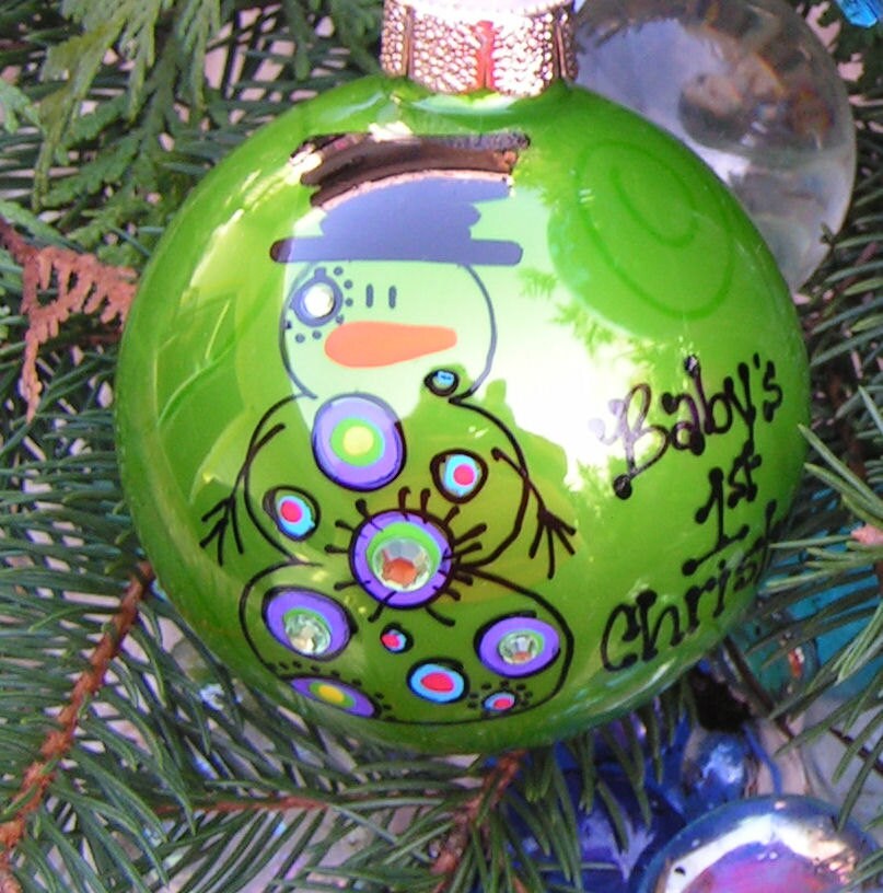 Baby's 1st Christmas.... Whimsical Hand Painted Ornament