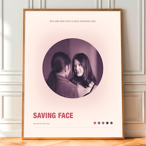 Saving Face Poster Wil Vivian Print | Lesbian Asian American Film | Sapphic Romance Wall Art | WLW Gift Queer Cinema | Digital Download