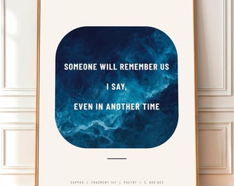 Sappho-Gedicht-Poster | Zitat „Jemand wird sich an uns erinnern“ | Wandbild mit altgriechischer Poesie | Sapphische Literaturdekoration | Digitaler Download