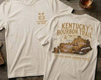 Camiseta Kentucky Bourbon Trail, regalo para amantes del whisky para hombres, camiseta vintage de la ruta de la destilería, camiseta para entusiastas del bourbon, ropa de licores del sur.