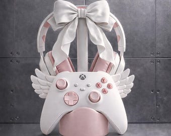 Soporte para auriculares STL con impresión 3D – Base para mando de Xbox con alas – Decoración estética para gaming – Archivo digital