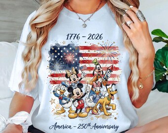 Maglietta Disney 250 Years Of America, maglietta Mickey And Friends USA 250th Anniversary, maglione Mickey Minnie Pluto US, maglietta WDW Patriotic Trip
