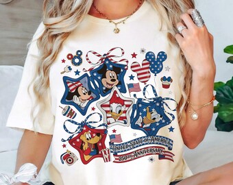Vintage Coquette Bögen Mickey und Freunde US 250 Jahre Shirt, Disney 250th Amerika Jubiläum T-Shirt, Vaterländisches 2026 T-Shirt, Unabhängigkeitstag