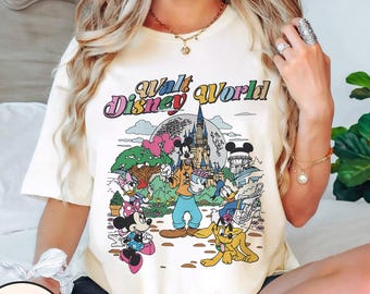 Retro Walt Disney World Comfort Farben Shirt, Vintage Disney World Shirt, Micky und Freunde Shirt, Retro Disney Shirt, Disney 2026 Reise