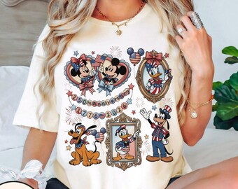 Vintage Coquette Bögen Mickey und Freunde US 250 Jahre Shirt, Disney 250th Amerika Jubiläum T-Shirt, Vaterländisches 2026 T-Shirt, Unabhängigkeitstag