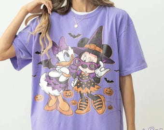 Comfort Colors® Retro Minnie Daisy Halloween Shirt, Spooky Disney Besties, Trick Or Treat 2026 Tee, Disneyland Halloween Matching Trip Shirt
