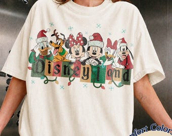 Vintage Mickey & friends Disneyland Christmas shirt, Family Christmas Happiest place on Earth sweatshirt, Christmas tree Holiday sweatshirt