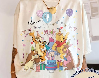 Custom Kid Name Age Pooh With Friends Shirt, Disney Winnie The Pooh It's My Birthday Tee, Personalized Birthday Gift, Disneyland Family Trip