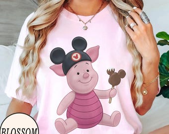 Disney Winnie The Pooh Piglet Eiscreme Shirt, Disney Piglet, das mit Schmetterlings-T-Stück spielt, Disneyland Trip Familie, Disney Epcot Shirt