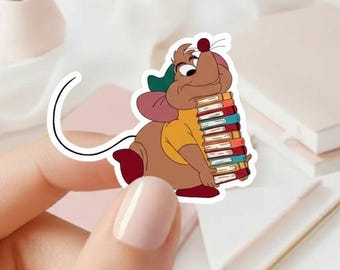 Gus Mouse Sticker Disney | Cinderella Cartoon Decal | Book Lover Gift | Waterproof Vinyl Sticker | Laptop Water Bottle Planner Decor