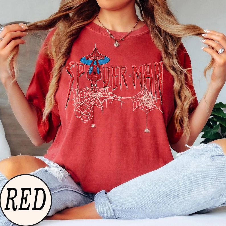 Vintage Spiderman Shirt, Marvel Comfort Colors Shirt, Marvel Avengers Shirt, Spiderman Birthday Shirt, Spiderman Shirt, Marvel Family Shirt. Red