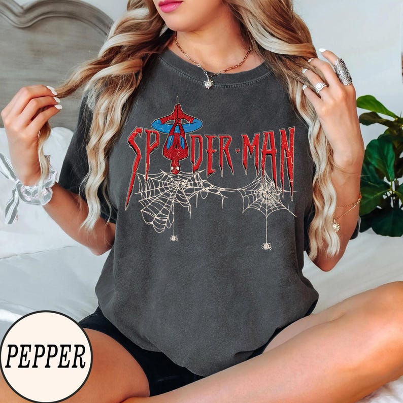 Vintage Spiderman Shirt, Marvel Comfort Colors Shirt, Marvel Avengers Shirt, Spiderman Birthday Shirt, Spiderman Shirt, Marvel Family Shirt. Pepper/Dark Heather