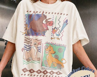 Vintage 90s Disney Lion King Simba And Timon Comfort Colors Shirt, Vintage Lion King Shirt, Hakuna Matata Retro Shirt, Disney Family Shirts