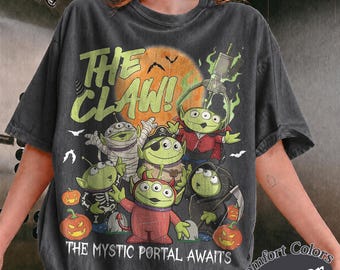 Camiseta Comfort Colors® Vintage Comfort Colors The Claw Mystic Portal Awaits para Halloween, camiseta de Toy Story Alien, camiseta de Halloween de Disney Vacation