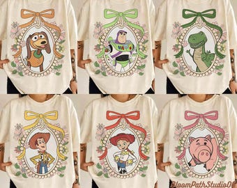 Disney Characters Shirt, Disney Pixar Retro Toy Story Shirt, Vintage Slinky Woody Buzz Jessie Rex Tee, Magical Mirror Bow, Disney Mirror Bow